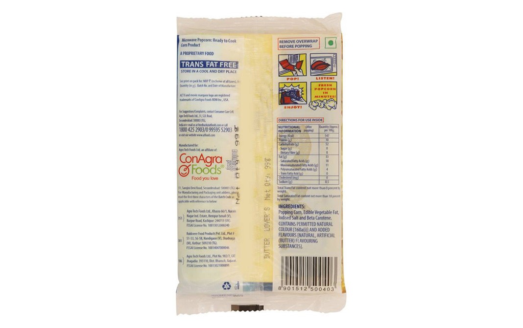 Act II Butter Lover's Flavour Popcorn   Pack  99 grams